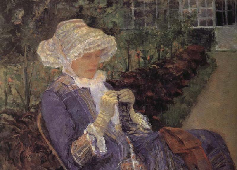 Mary Cassatt Mary is sewing in the garden France oil painting art